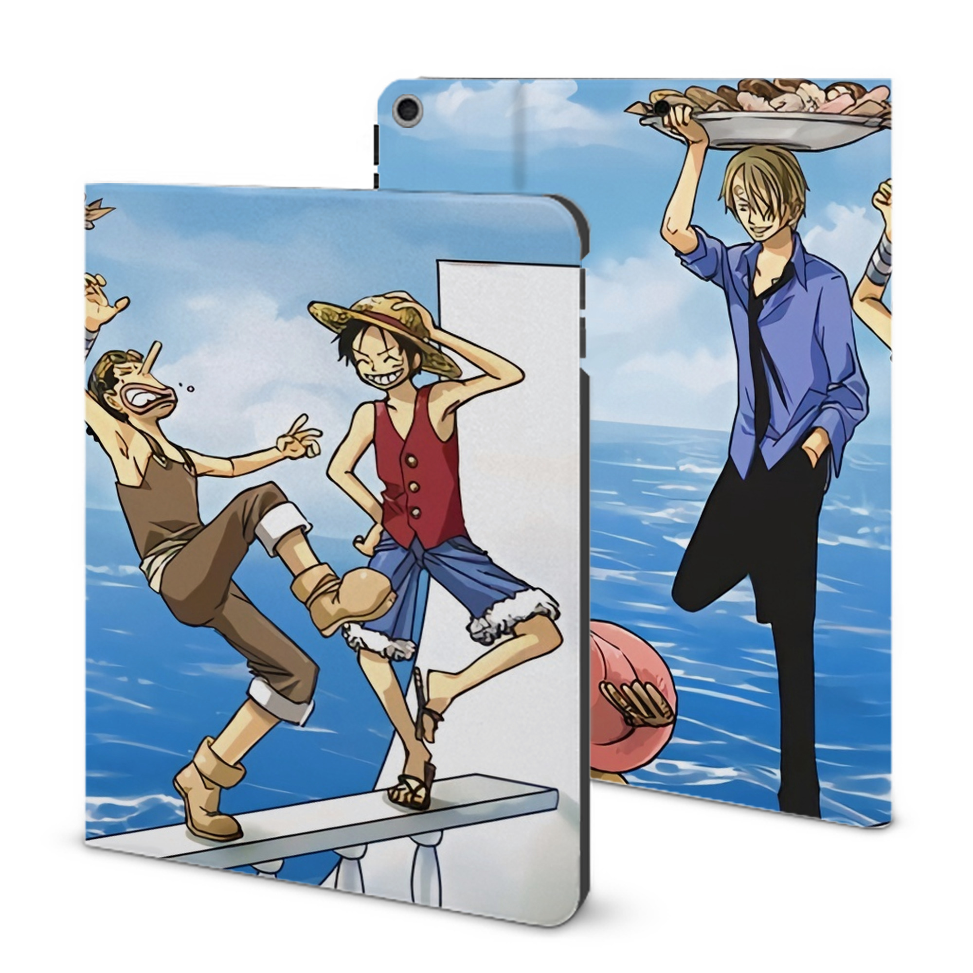 ワンピース ONE PIECE IPad ケース ブック型 PUレザー TPU 耐衝撃 軽量 薄型 ペン収納なし 全面保護 IPad 各モデル対応